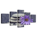 Purple Stone Flower 5 Piece HD Multi Panel Canvas Wall Art - Original Frame