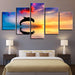 Dolphins Jump Out Of Sea 5 Piece HD Multi Panel Canvas Wall Art Frame - Original Frame