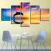 Dolphins Jump Out Of Sea 5 Piece HD Multi Panel Canvas Wall Art Frame - Original Frame