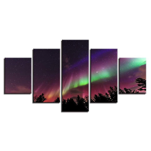 Aurora Forest 5 Piece HD Multi Panel Canvas Wall Art Frame - Original Frame