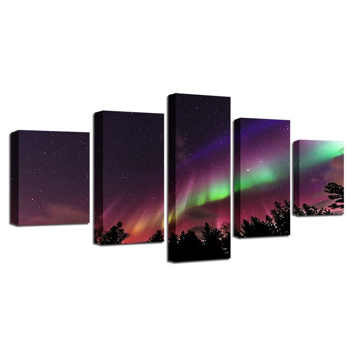 Aurora Forest 5 Piece HD Multi Panel Canvas Wall Art Frame - Original Frame