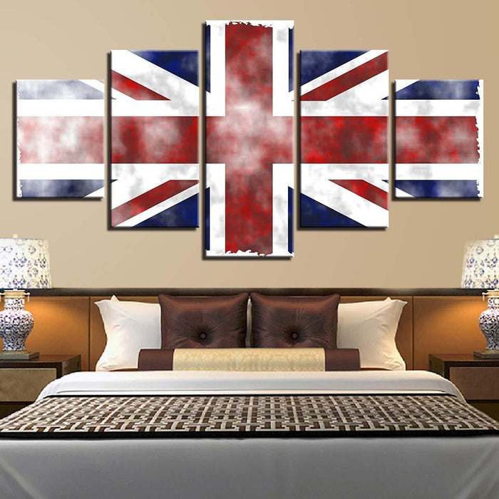 British Flag 5 Piece HD Multi Panel Canvas Wall Art Frame