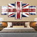 British Flag 5 Piece HD Multi Panel Canvas Wall Art Frame - Original Frame