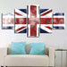 British Flag 5 Piece HD Multi Panel Canvas Wall Art Frame - Original Frame