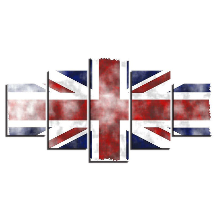 British Flag 5 Piece HD Multi Panel Canvas Wall Art Frame - Original Frame