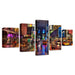 City Street Night 5 Piece HD Multi Panel Canvas Wall Art Frame - Original Frame