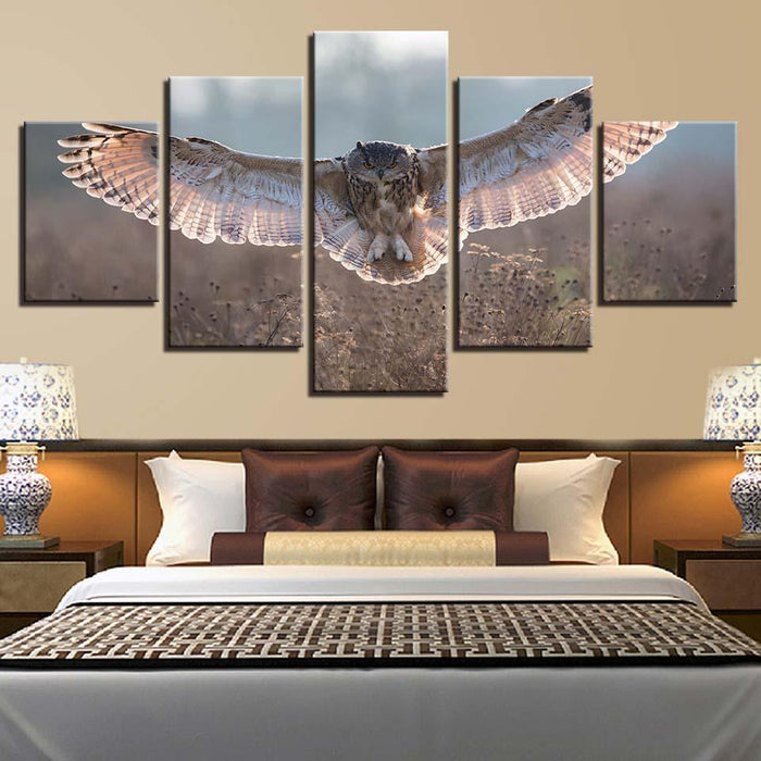 Owl Wings 5 Piece HD Multi Panel Canvas Wall Art Frame - Original Frame