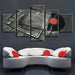 Retro Music Disc 5 Piece HD Multi Panel Canvas Wall Art Frame - Original Frame