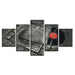 Retro Music Disc 5 Piece HD Multi Panel Canvas Wall Art Frame - Original Frame