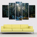 Morning Rays of Sun 5 Piece HD Multi Panel Canvas Wall Art Frame - Original Frame