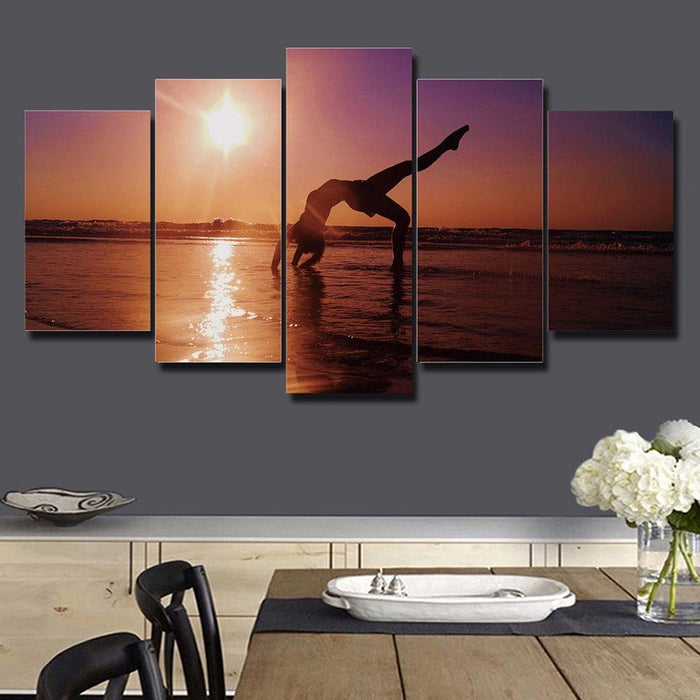 Women Doing Yoga 5 Piece HD Multi Panel Canvas Wall Art Frame