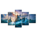 Battleships And Eagle 5 Piece HD Multi Panel Canvas Wall Art Frame - Original Frame