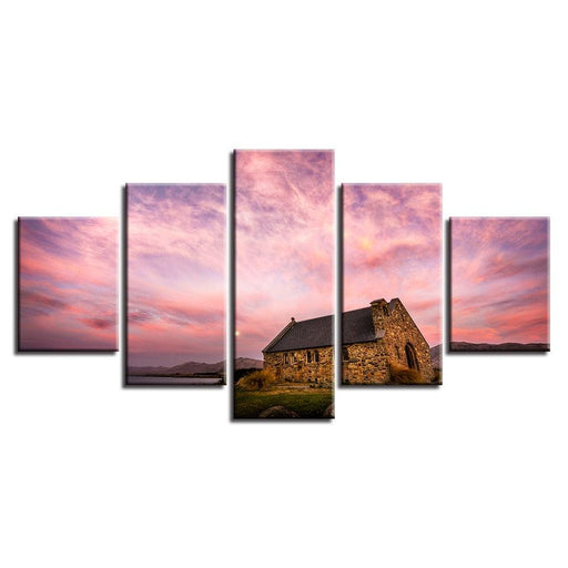 Classical Sunset Glow 5 Piece HD Multi Panel Canvas Wall Art Frame - Original Frame