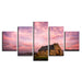 Classical Sunset Glow 5 Piece HD Multi Panel Canvas Wall Art Frame - Original Frame