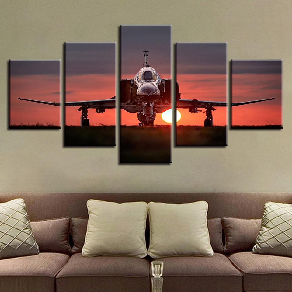 The Airplane Take Off 5 Piece HD Multi Panel Canvas Wall Art Frame - Original Frame