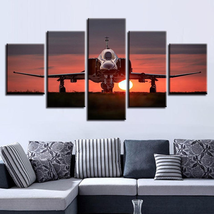 The Airplane Take Off 5 Piece HD Multi Panel Canvas Wall Art Frame