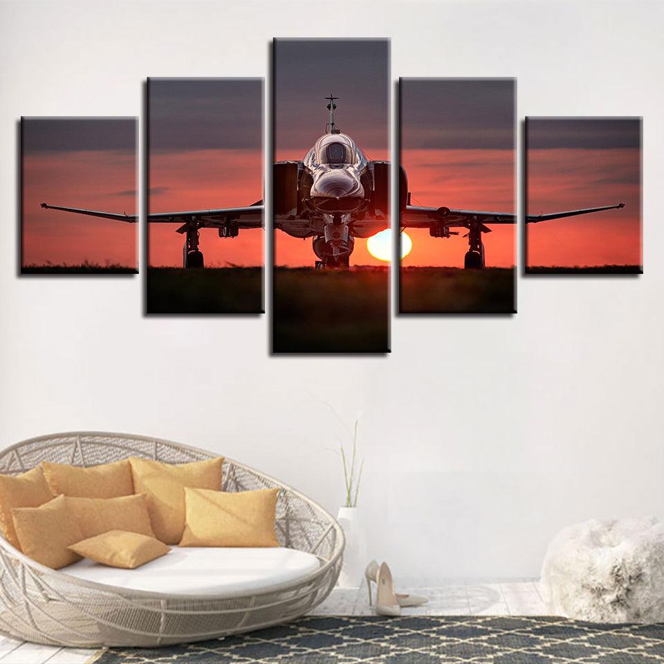The Airplane Take Off 5 Piece HD Multi Panel Canvas Wall Art Frame - Original Frame