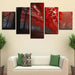 Red Forest Trees 5 Piece HD Multi Panel Canvas Wall Art Frame - Original Frame