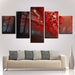 Red Forest Trees 5 Piece HD Multi Panel Canvas Wall Art Frame - Original Frame