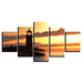 Lighthouse Sunset 5 Piece HD Multi Panel Canvas Wall Art Frame - Original Frame