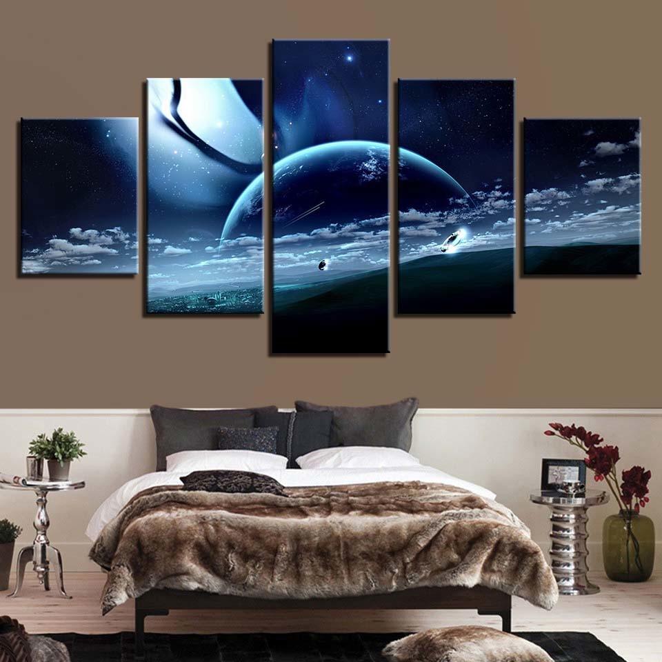 Lunar Landscape 5 Piece HD Multi Panel Canvas Wall Art Frame - Original Frame
