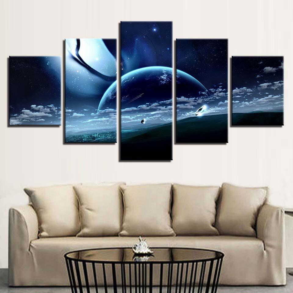 Lunar Landscape 5 Piece HD Multi Panel Canvas Wall Art Frame - Original Frame