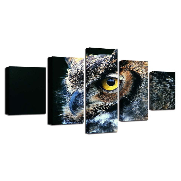 Nocturnal Owl 5 Piece HD Multi Panel Canvas Wall Art Frame - Original Frame