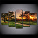 Golf Course Sunrise 5 Piece HD Multi Panel Canvas Wall Art Frame - Original Frame