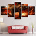 Fiery Elephant 5 Piece HD Multi Panel Canvas Wall Art Frame - Original Frame