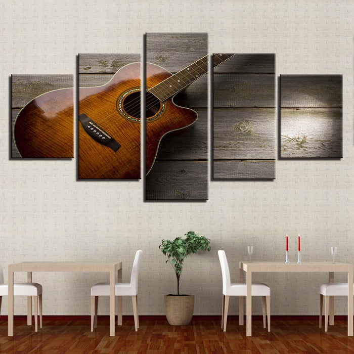 Classical Guitar 5 Piece HD Multi Panel Canvas Wall Art Frame - Original Frame