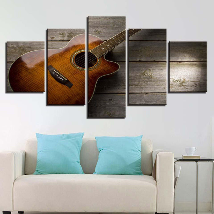 Classical Guitar 5 Piece HD Multi Panel Canvas Wall Art Frame - Original Frame