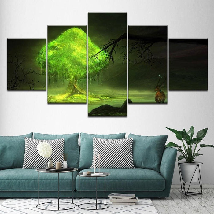 Tree 5 Piece HD Multi Panel Canvas Wall Art - Original Frame