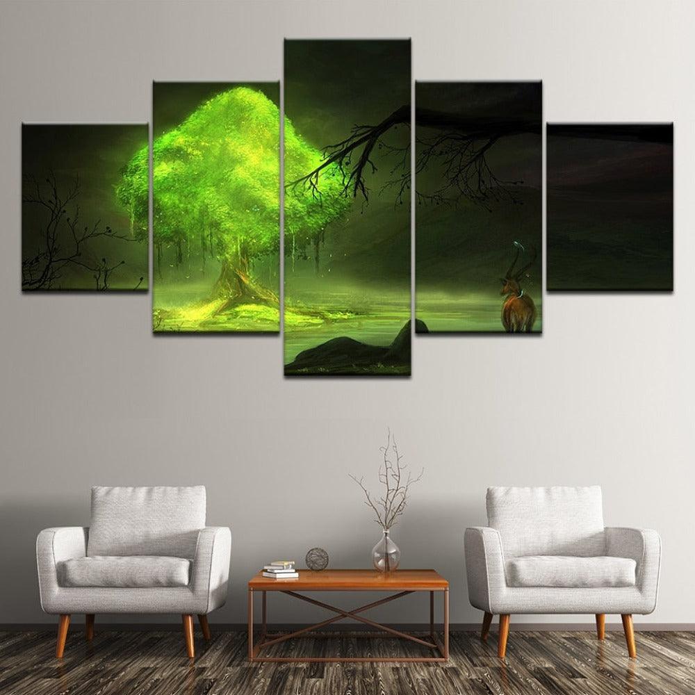 Tree 5 Piece HD Multi Panel Canvas Wall Art - Original Frame