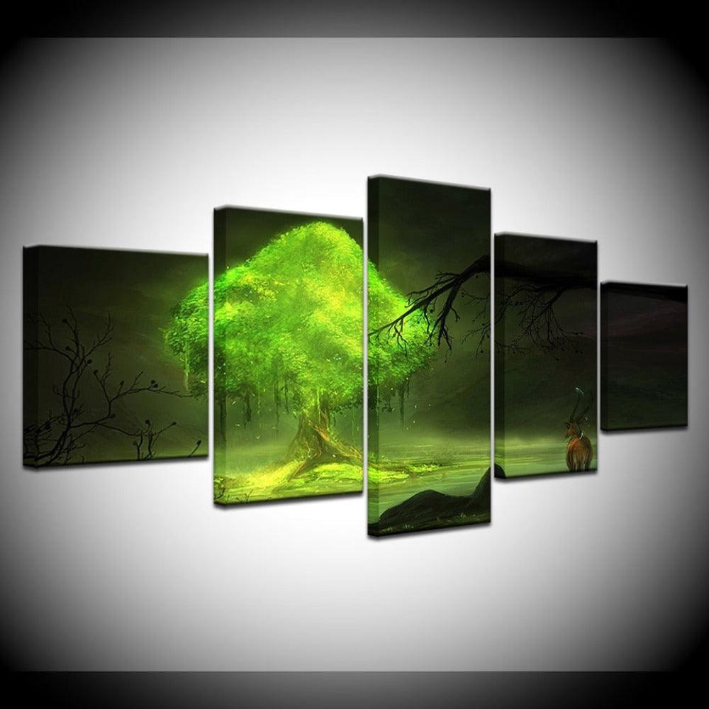 Tree 5 Piece HD Multi Panel Canvas Wall Art - Original Frame