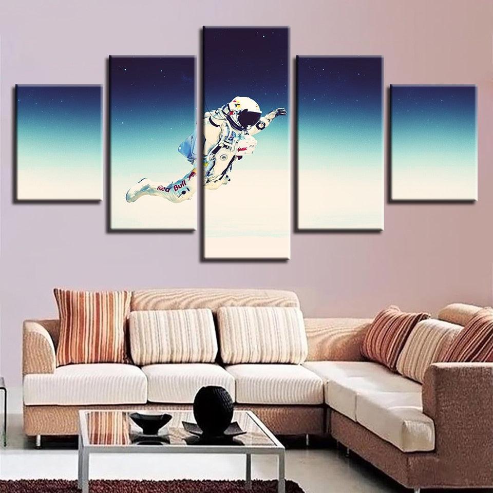 Flying Astronaut 5 Piece HD Multi Panel Canvas Wall Art Frame - Original Frame