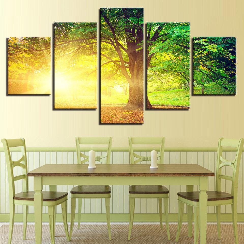 Big Willow Tree 5 Piece HD Multi Panel Canvas Wall Art Frame - Original Frame
