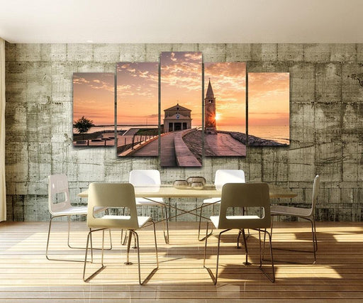 Harbour Tower 5 Piece HD Multi Panel Canvas Wall Art Frame - Original Frame