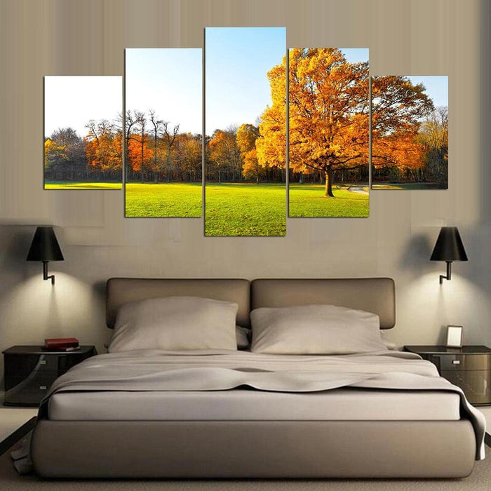 Grass And Tree 5 Piece HD Multi Panel Canvas Wall Art Frame - Original Frame