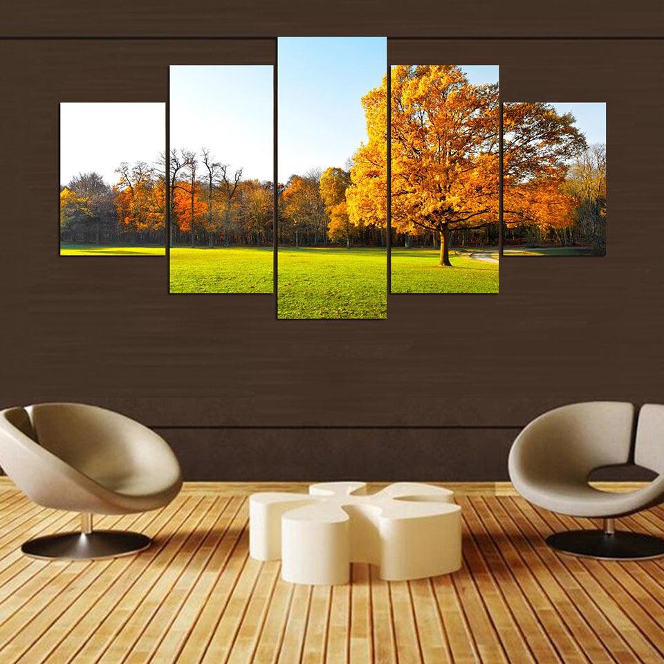 Grass And Tree 5 Piece HD Multi Panel Canvas Wall Art Frame - Original Frame