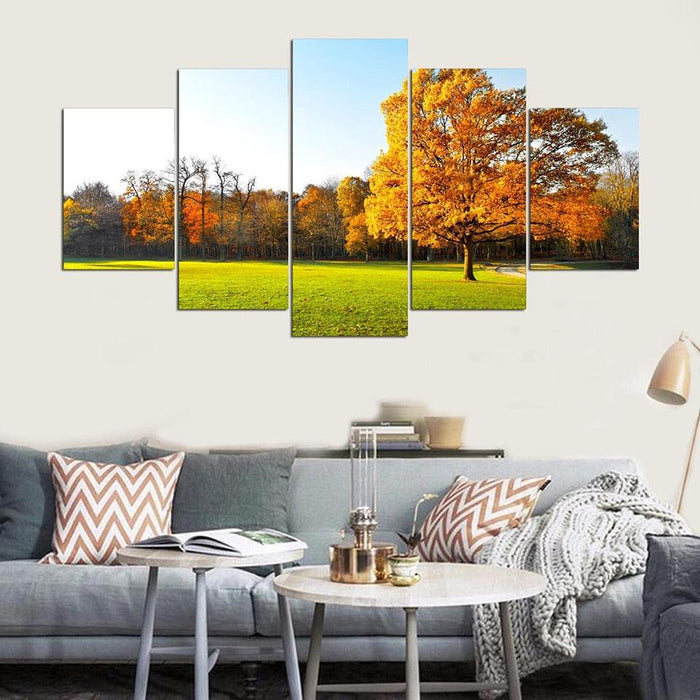 Grass And Tree 5 Piece HD Multi Panel Canvas Wall Art Frame - Original Frame