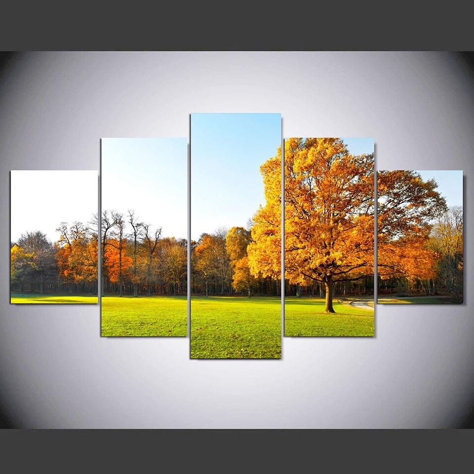 Grass And Tree 5 Piece HD Multi Panel Canvas Wall Art Frame - Original Frame