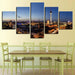 City Night Scene 5 Piece HD Multi Panel Canvas Wall Art Frame - Original Frame