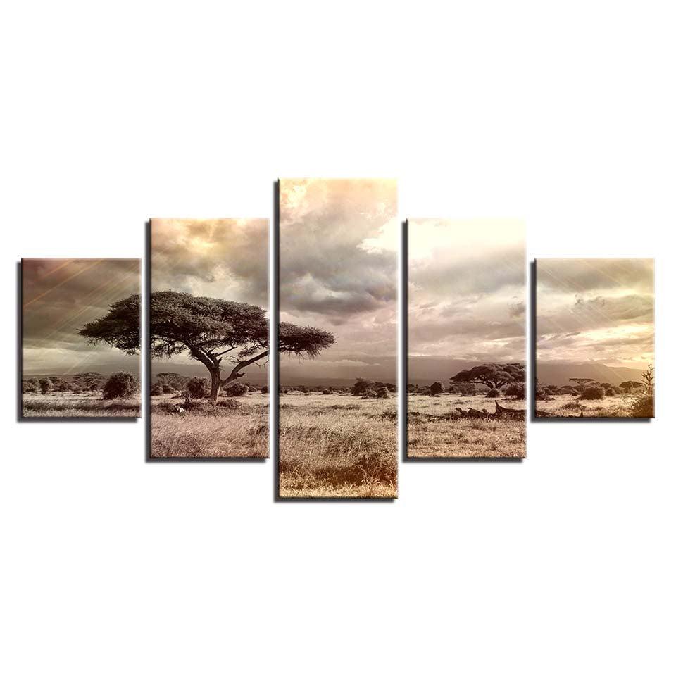 Trees And Sunshine 5 Piece HD Multi Panel Canvas Wall Art Frame - Original Frame