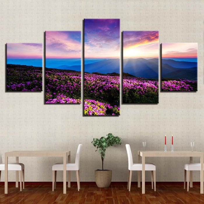 Lavender Valley 5 Piece HD Multi Panel Canvas Wall Art Frame - Original Frame