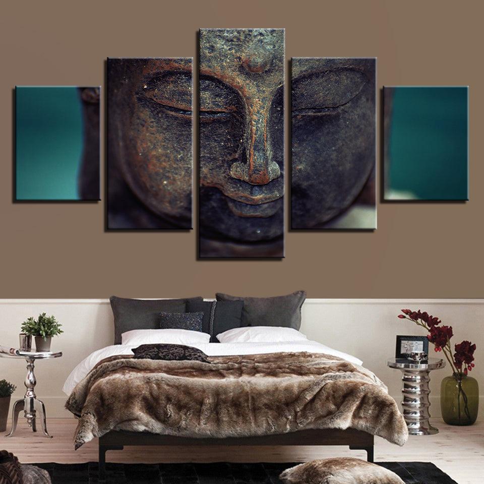 Lord Buddha 5 Piece HD Multi Panel Canvas Wall Art Frames - Original Frame