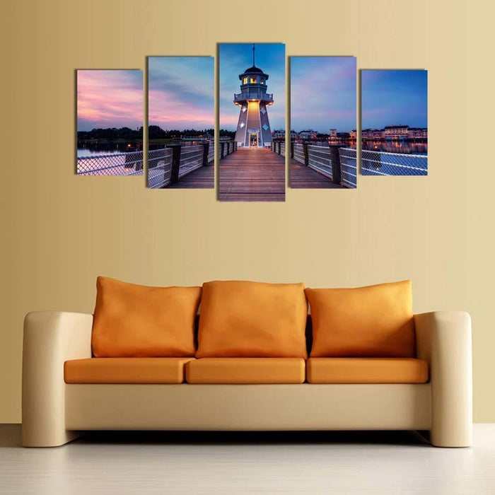 Wooden Bridge 5 Piece HD Multi Panel Canvas Wall Art Frame - Original Frame