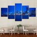 Blue City-lights 5 Piece HD Multi Panel Canvas Wall Art Frame - Original Frame