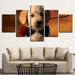 Puppy With Rose 5 Piece HD Multi Panel Canvas Wall Art Frame - Original Frame