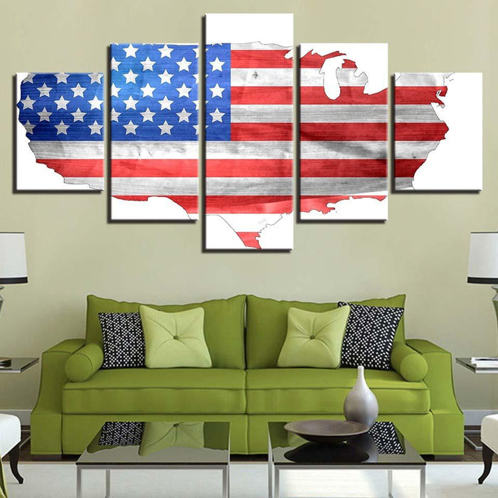 American Flag 5 Piece HD Classical Multi Panel Canvas Wall Art Frame - Original Frame