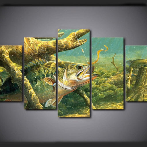 Fish Under The Sea 5 Piece HD Multi Panel Canvas Wall Art Frame - Original Frame